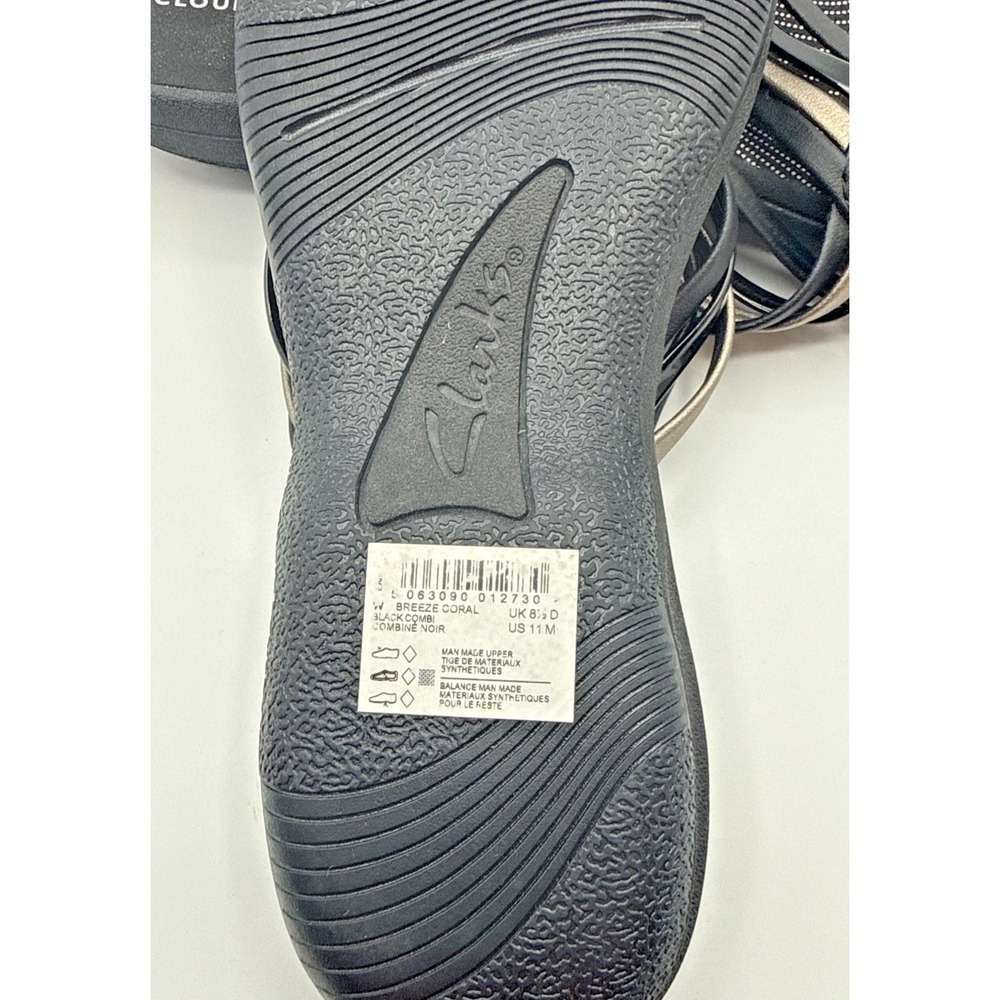 Clarks Cloudsteppers Breeze Coral Flip Flops Sandals - Size 11M - Black/Pewter - Picture 4 of 8
